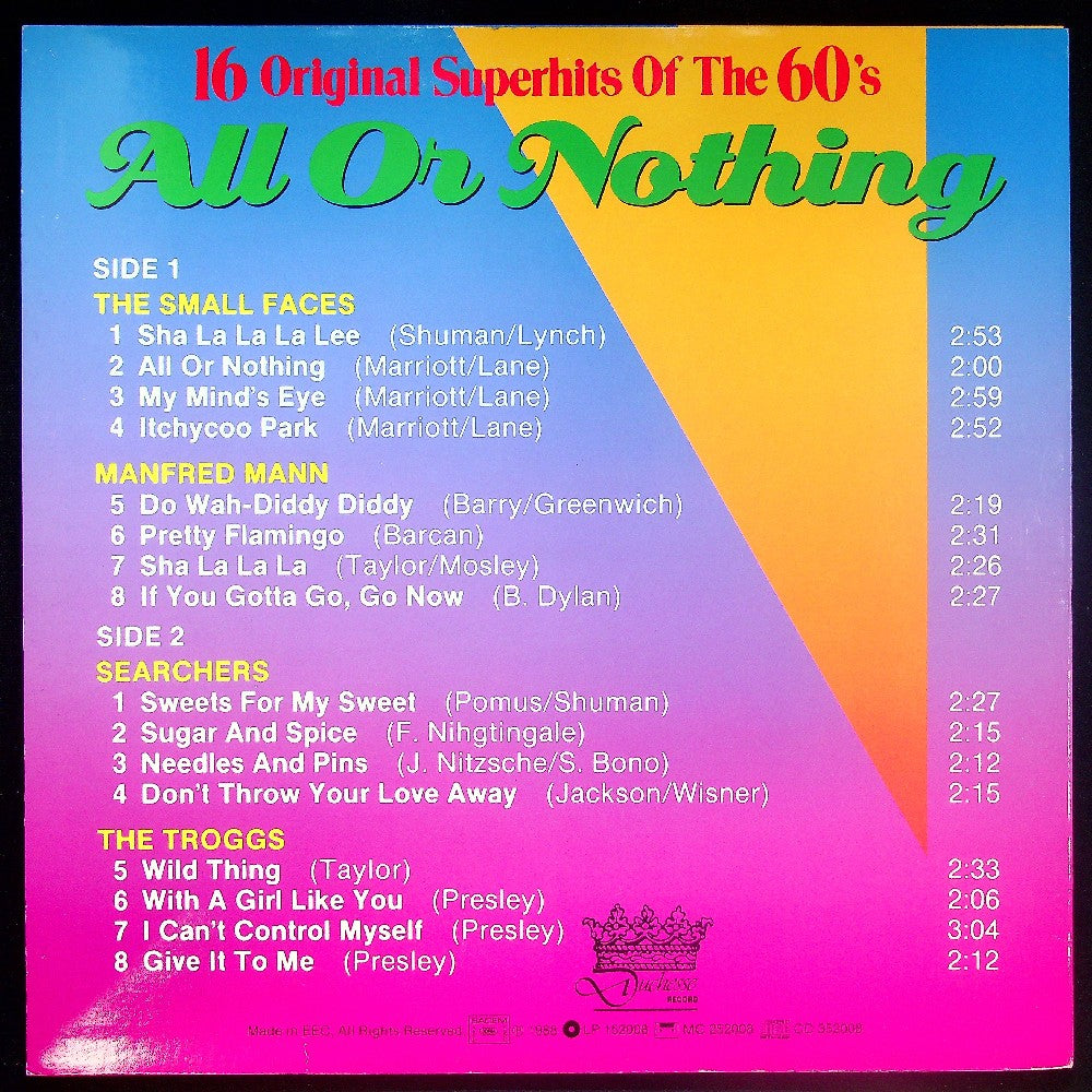 EBOND Various - 16 Original Superhits Of The 60's - All Or Nothing Vinile V033056