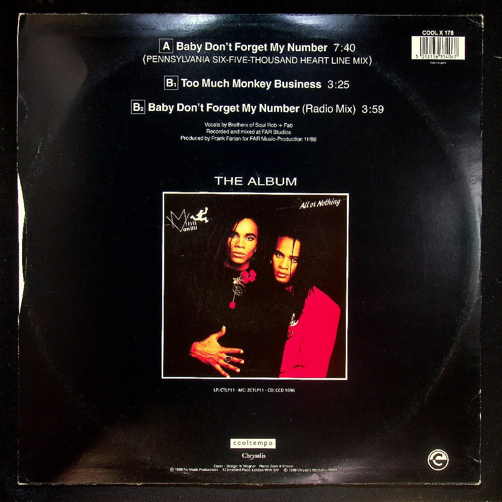 EBOND Milli Vanilli - Baby Don't Forget My Number Vinile V034080
