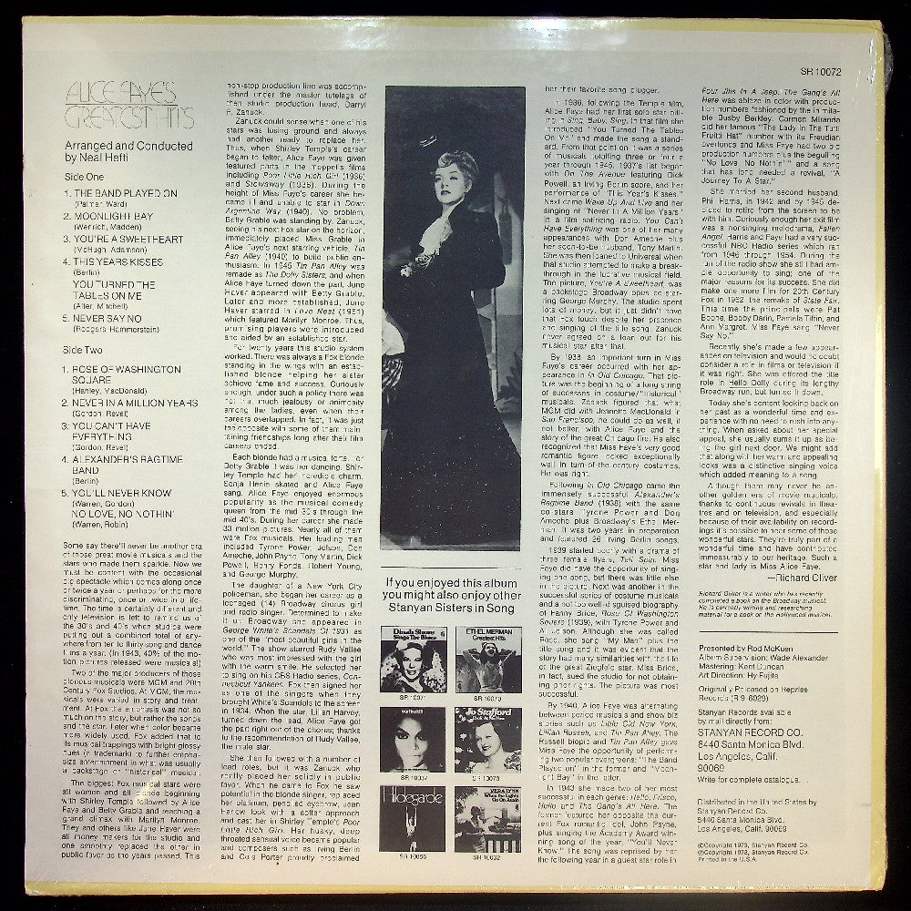 EBOND Alice Faye - Alice Faye's Greatest Hits - (SIGILLATO) Vinile V035038