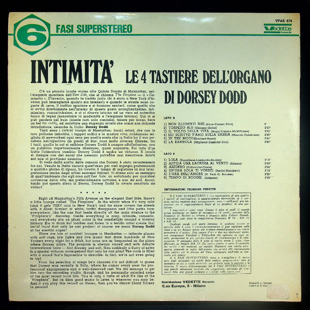 EBOND Dorsey Dodd - Intimita: Le 4 Tastiere Dell'Organo Di Dorsey Dodd Vinile V035039