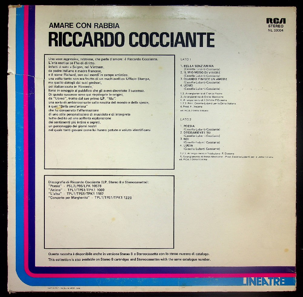 EBOND Riccardo Cocciante - Amare Con Rabbia Vinile V036009