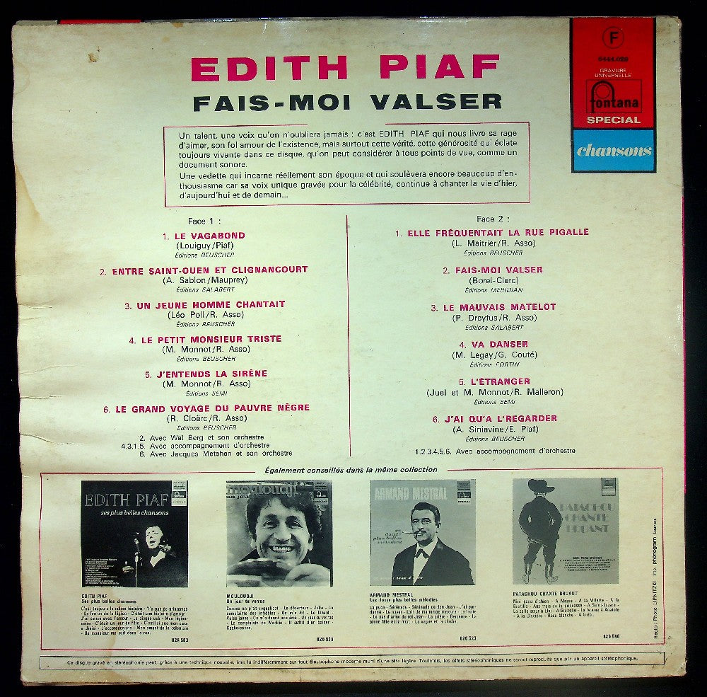 EBOND Edith Piaf - Fais Moi Valser Vinile V037038