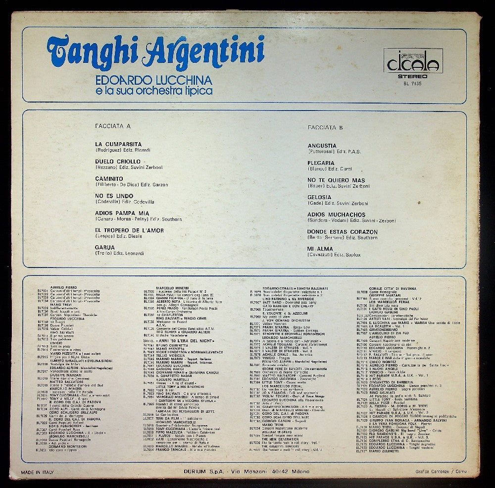 EBOND Edoardo Lucchina E La Sua Orchestra Tipica - Tanghi Argentini Vinile V037050