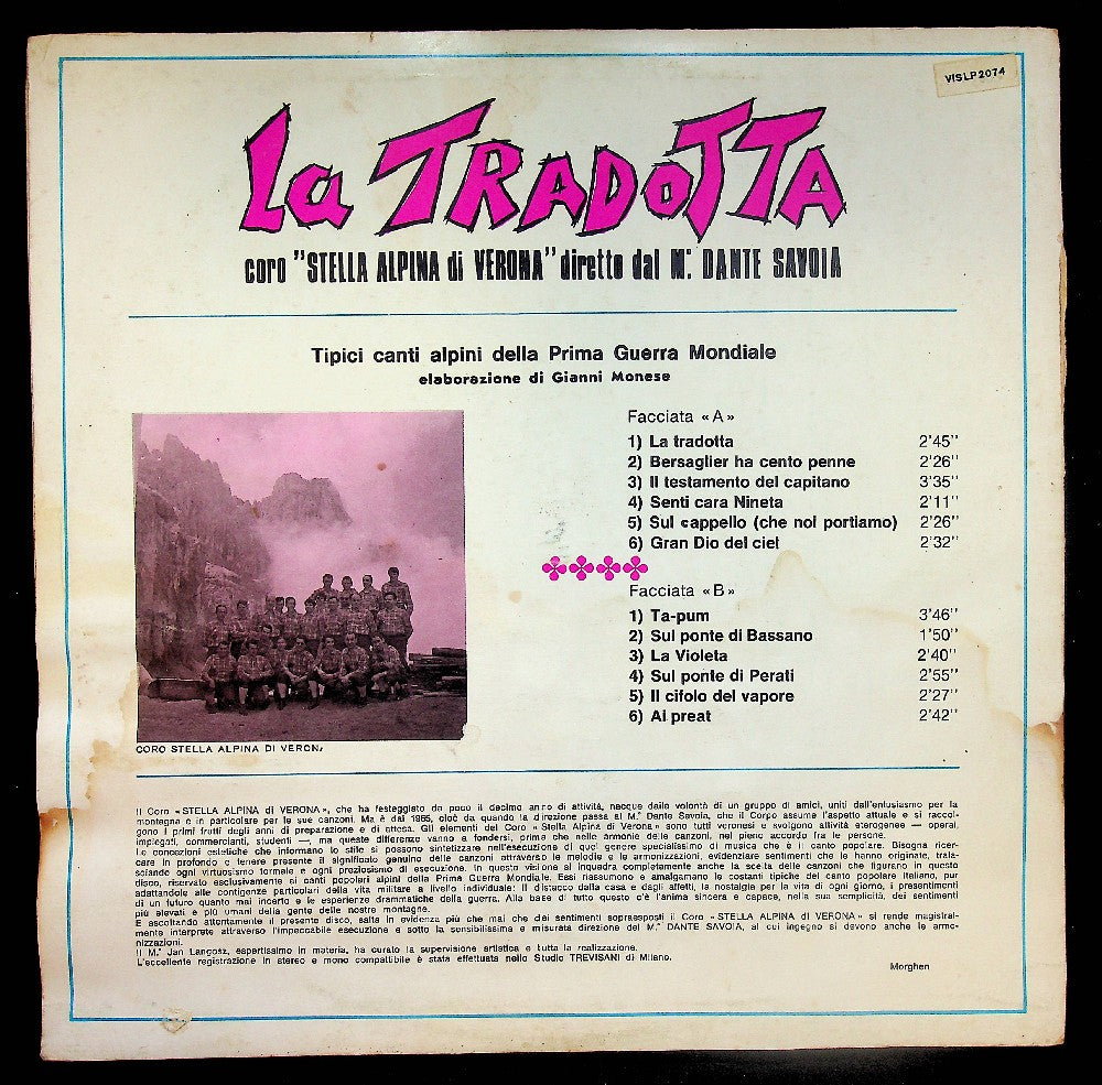 EBOND Coro Stella Alpina di Verona - La Tradotta Vinile V037068