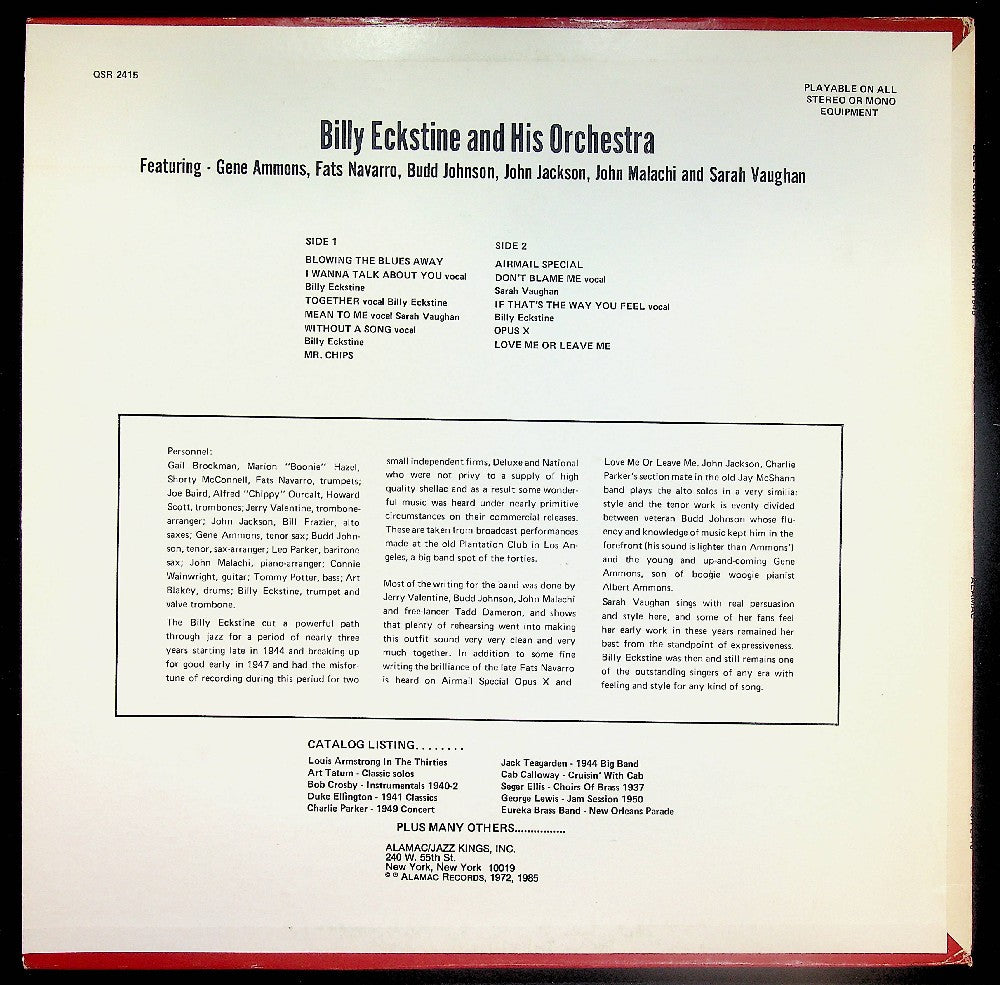 EBOND Billy Eckstine Orchestra - Billy Eckstine Orchestra 1945 Vinile V037094