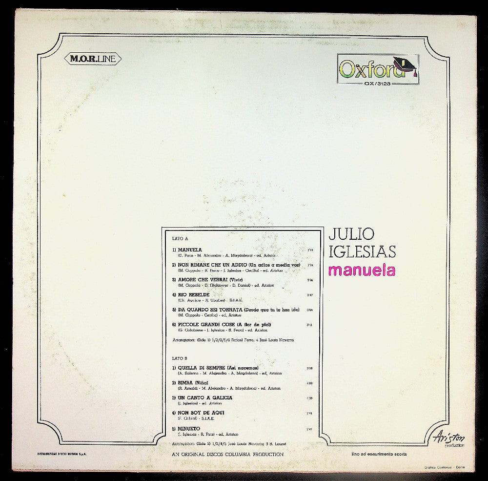 EBOND Julio Iglesias - Manuela Vinile V039130