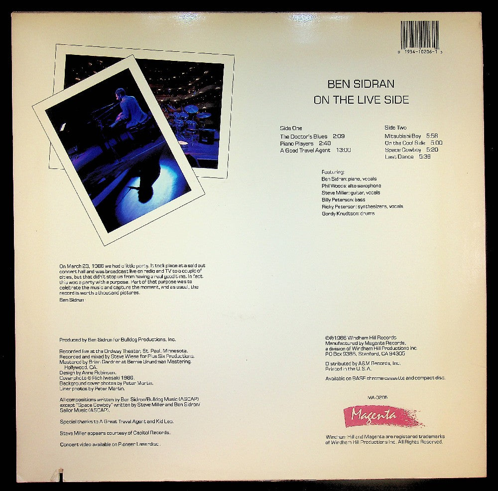 EBOND Ben Sidran - On The Live Side Vinile V040090