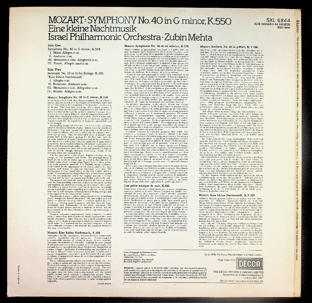 EBOND Mozart - Symphony No.40 / Eine Kleine Nachtmusik Vinile V042118