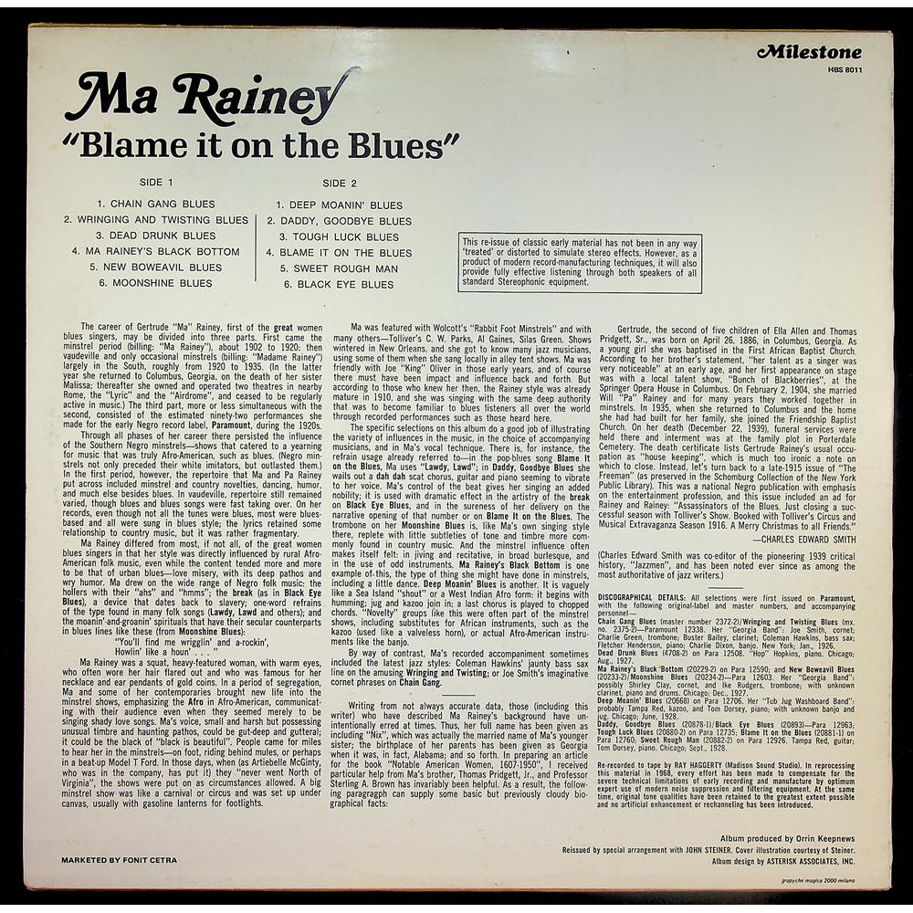 EBOND Ma Rainey - Blame It On The Blues Vinile V044030