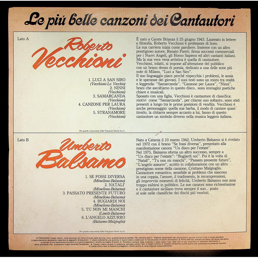 EBOND R. Vecchioni - U. Balsamo - Le Piu Belle Canzoni Dei Cantautori Vinile V047121