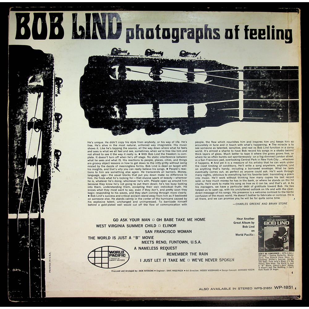 EBOND Bob Lind - Photographs Of Feeling Vinile V052041