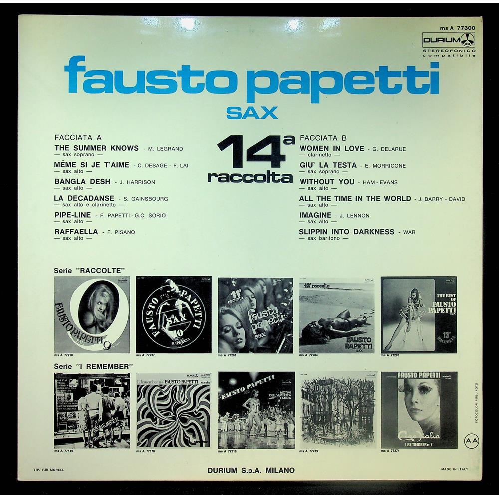 EBOND Fausto Papetti - 14a Raccolta Vinile V053136