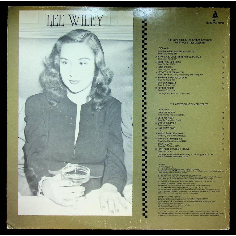EBOND Lee Wiley - Lee Wiley Sings The Songs Of George & Ira Gershwin & Cole Porter (The 1939-40 Liberty Music Shop Recordings) Vinile V056103