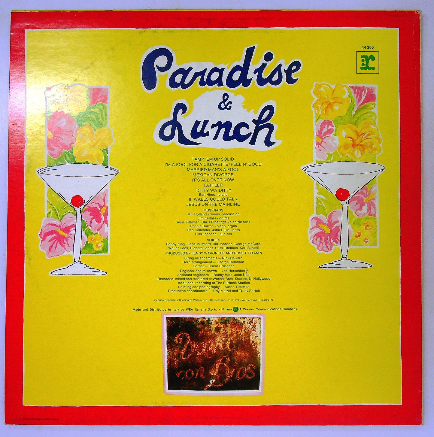 EBOND Ry Cooder - Paradise And Lunch Vinile V065023