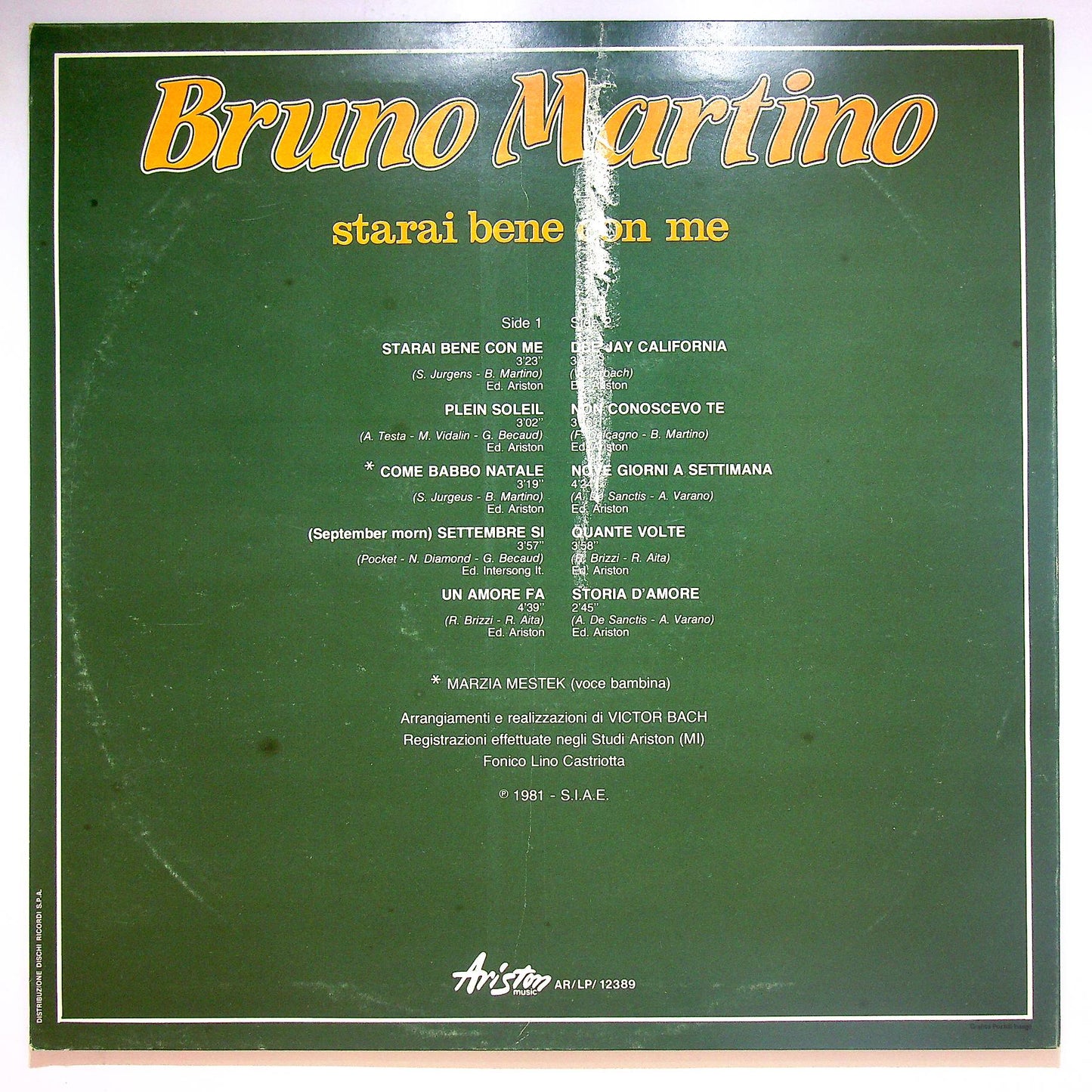 EBOND Bruno Martino - Starai Bene Con Me Vinile V065108