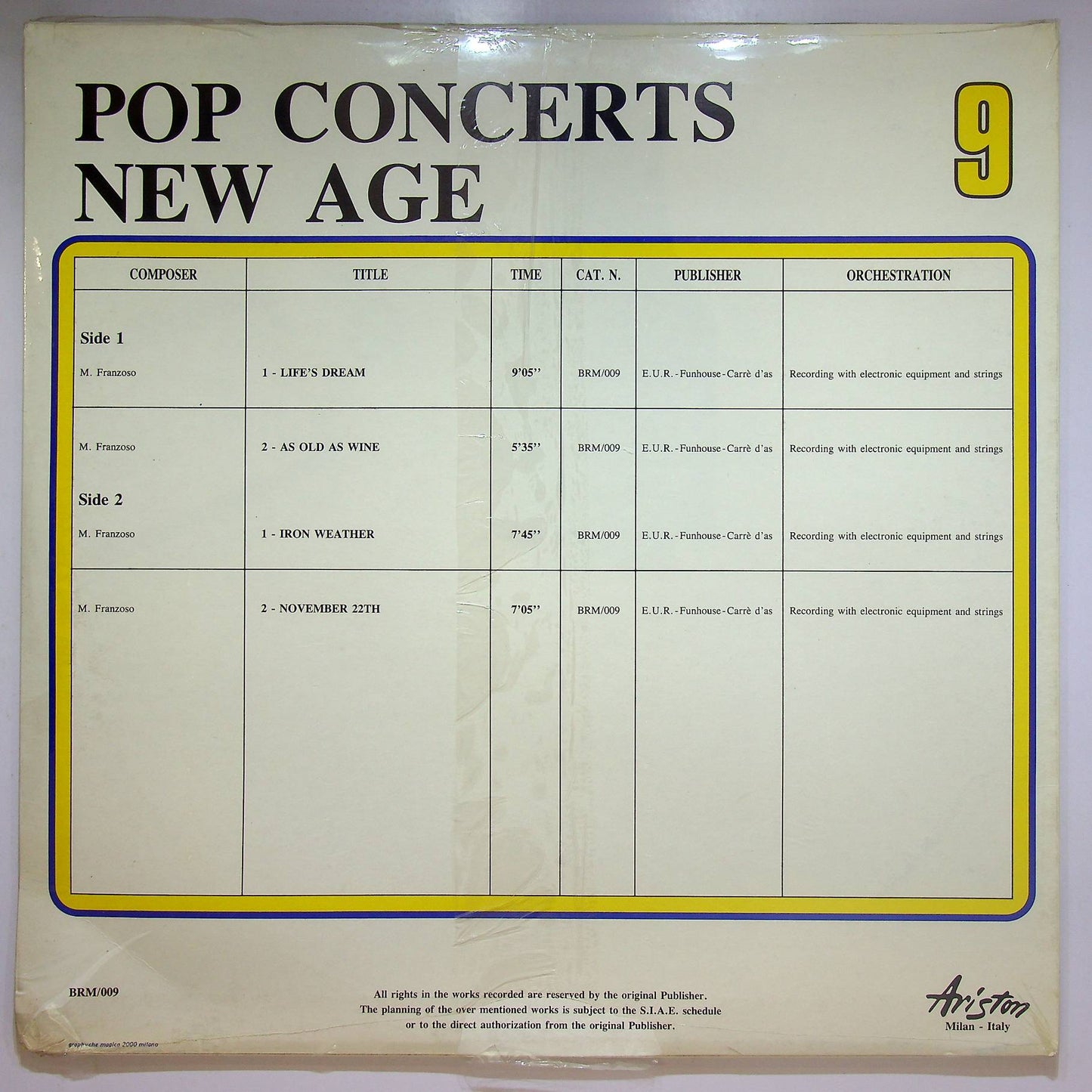 EBOND M. Franzoso - Pop Concerts New Age Vinile V066098