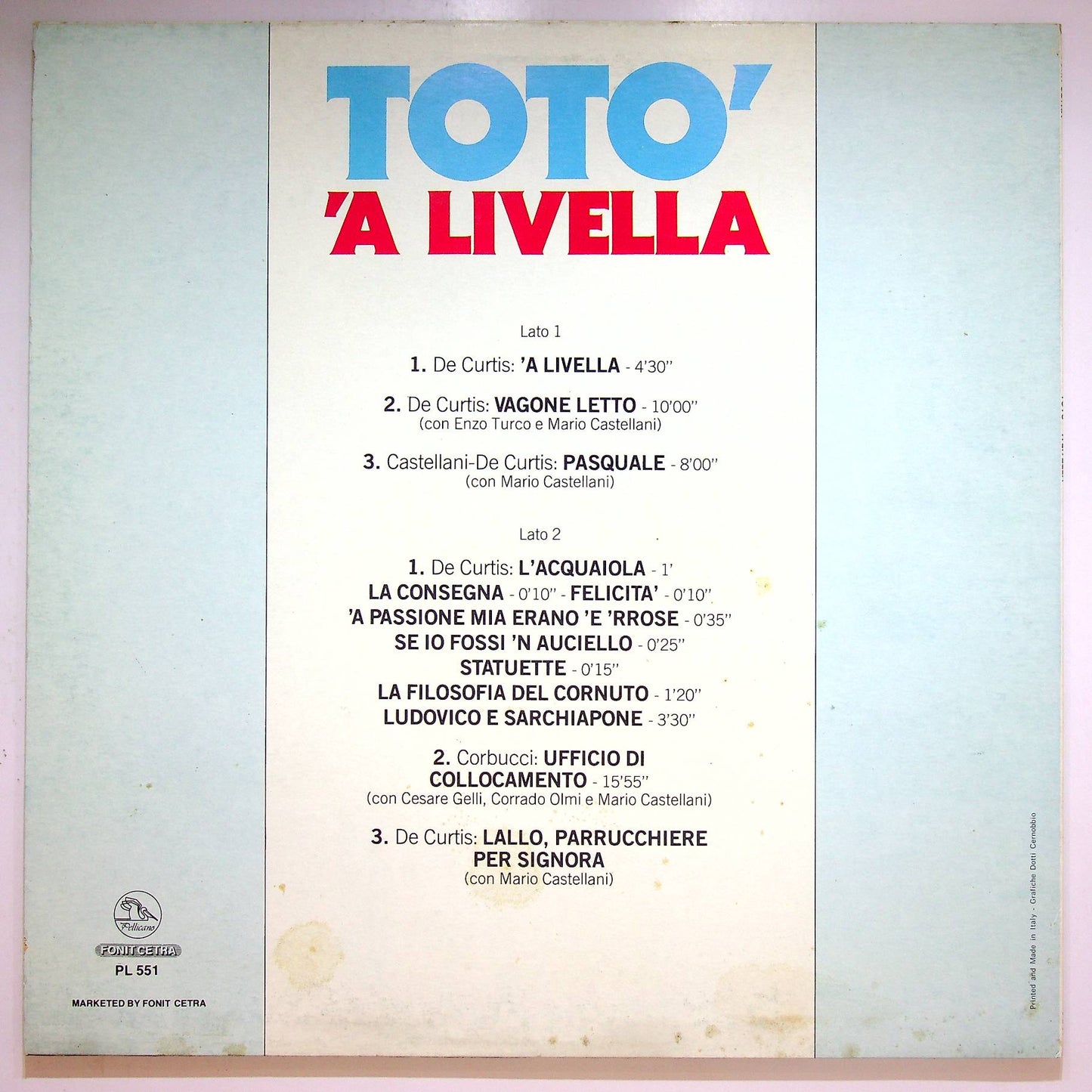 EBOND Toto' - 'A Livella Vinile V066117