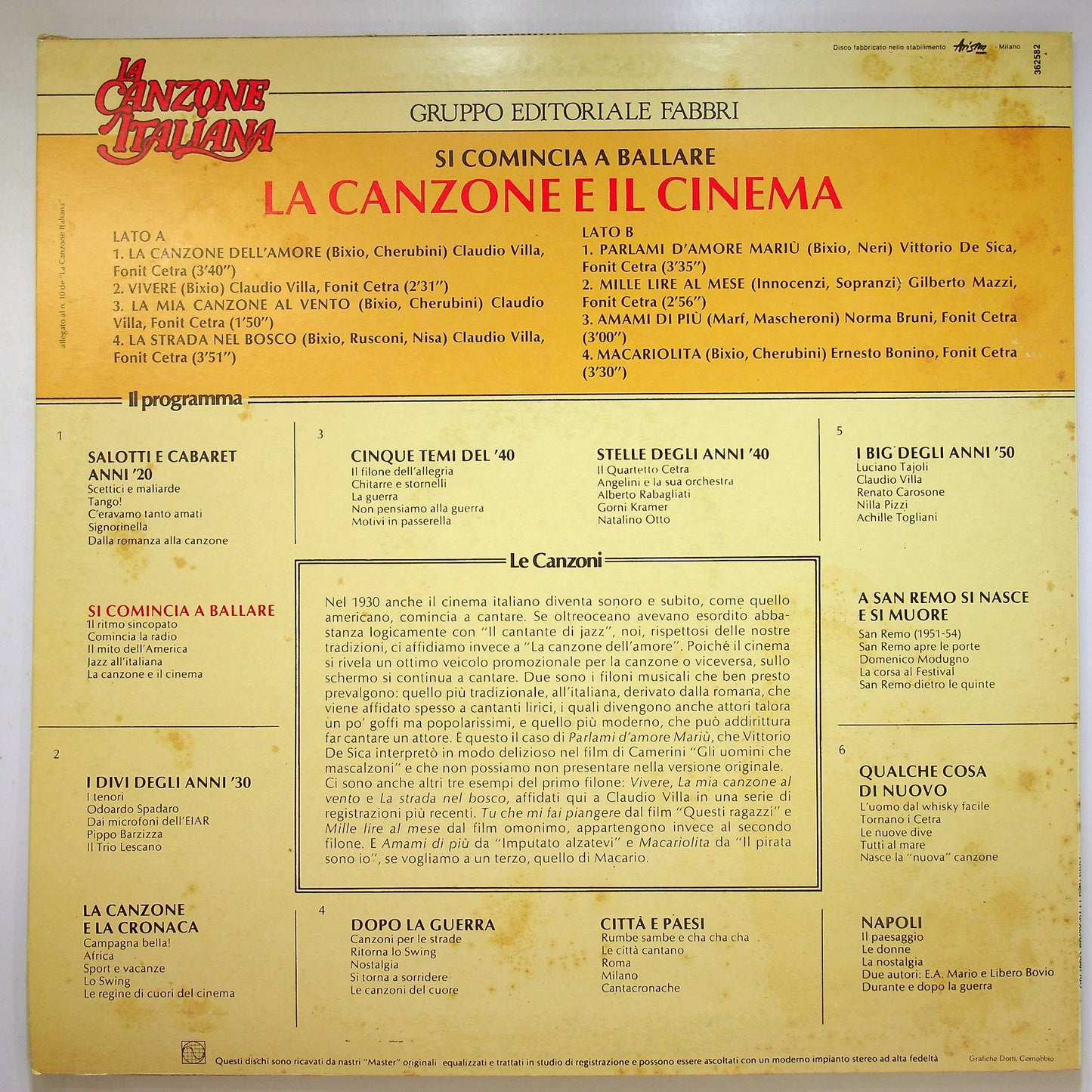 EBOND Various - La Canzone E Il Cinema Vinile V067086