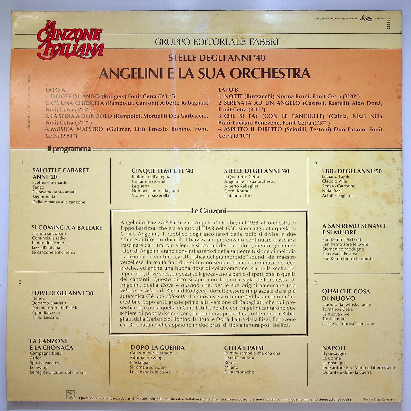 EBOND Angelini E La Sua Orchestra - Angelini E La Sua Orchestra Vinile V067087