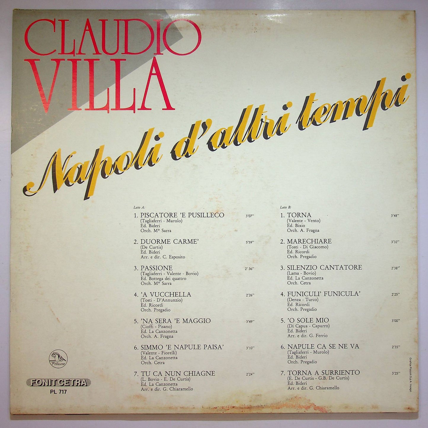 EBOND Claudio Villa - Napoli D'Altri Tempi Vinile V068077