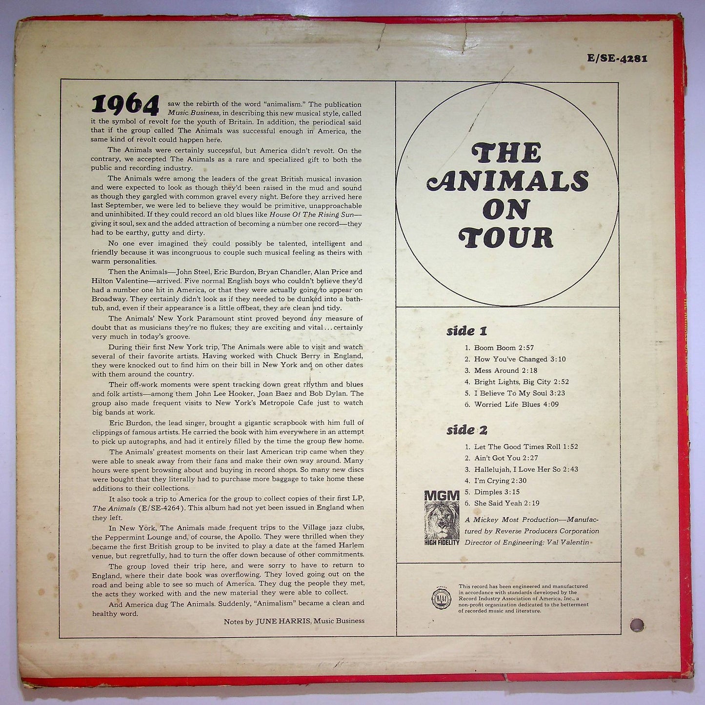 EBOND The Animals - The Animals On Tour Vinile V068079