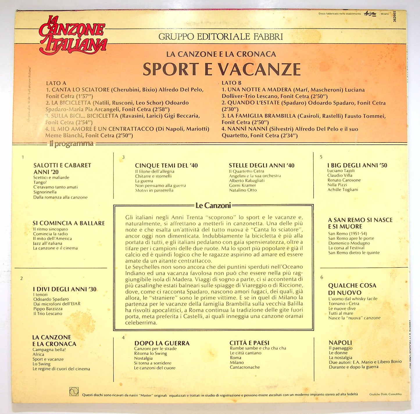 EBOND Various - Sport E Vacanze Vinile V068148