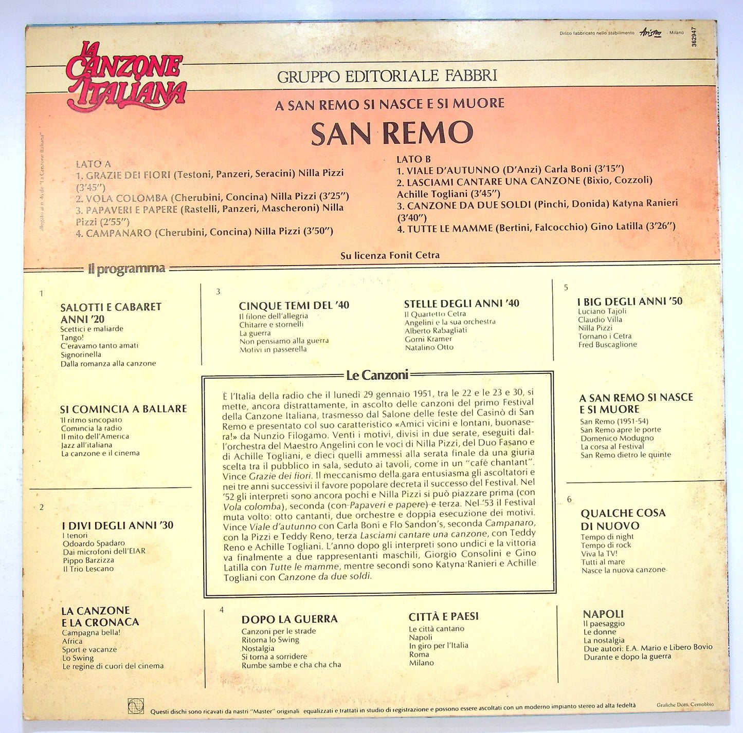 EBOND Various - San Remo Vinile V069000