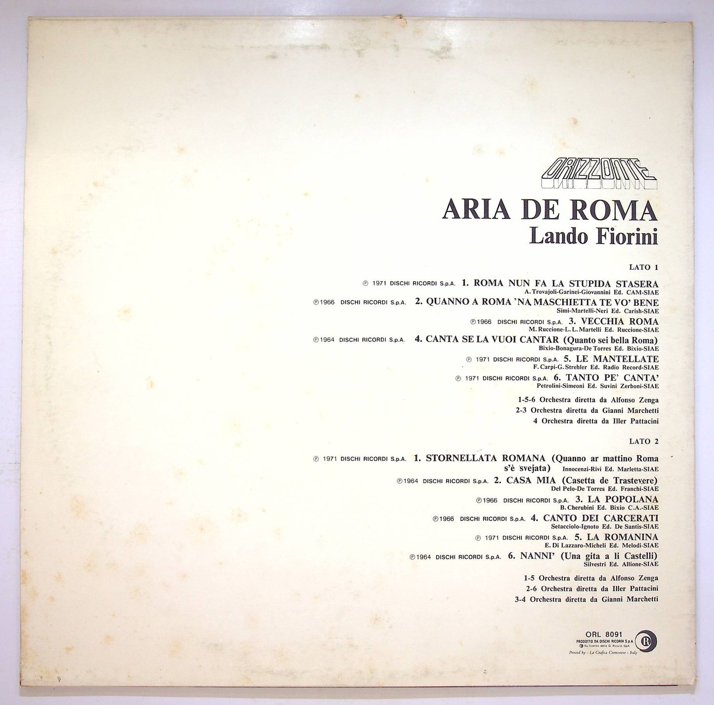 EBOND Lando Fiorini - Aria De Roma Vinile V069008