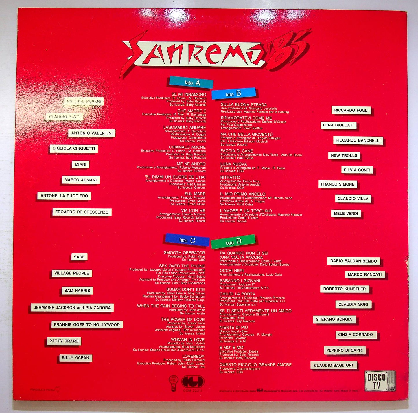 EBOND Various - Sanremo '85 - 30 successi Vinile V069057
