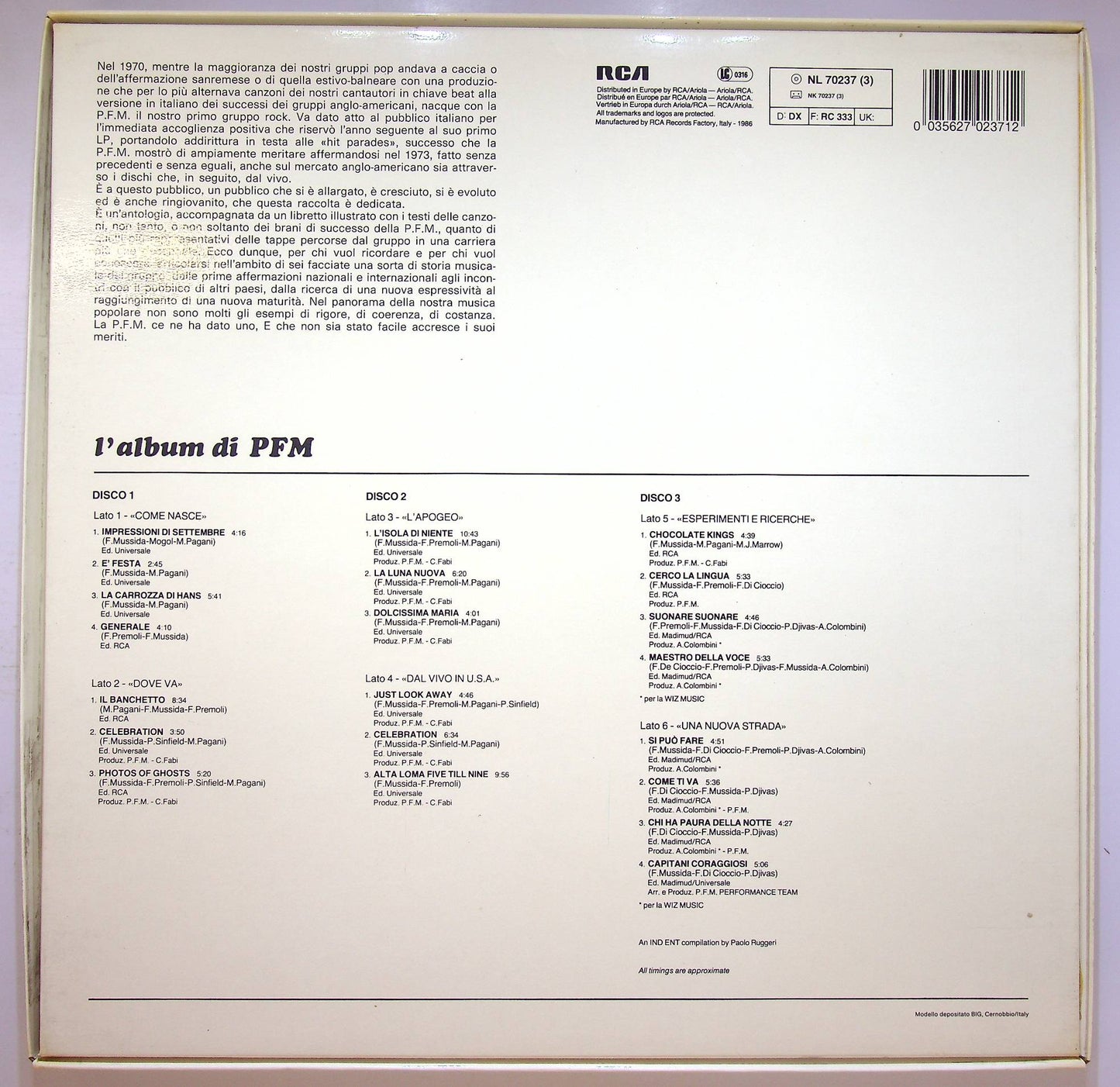 EBOND Premiata Forneria Marconi Vinile V069124