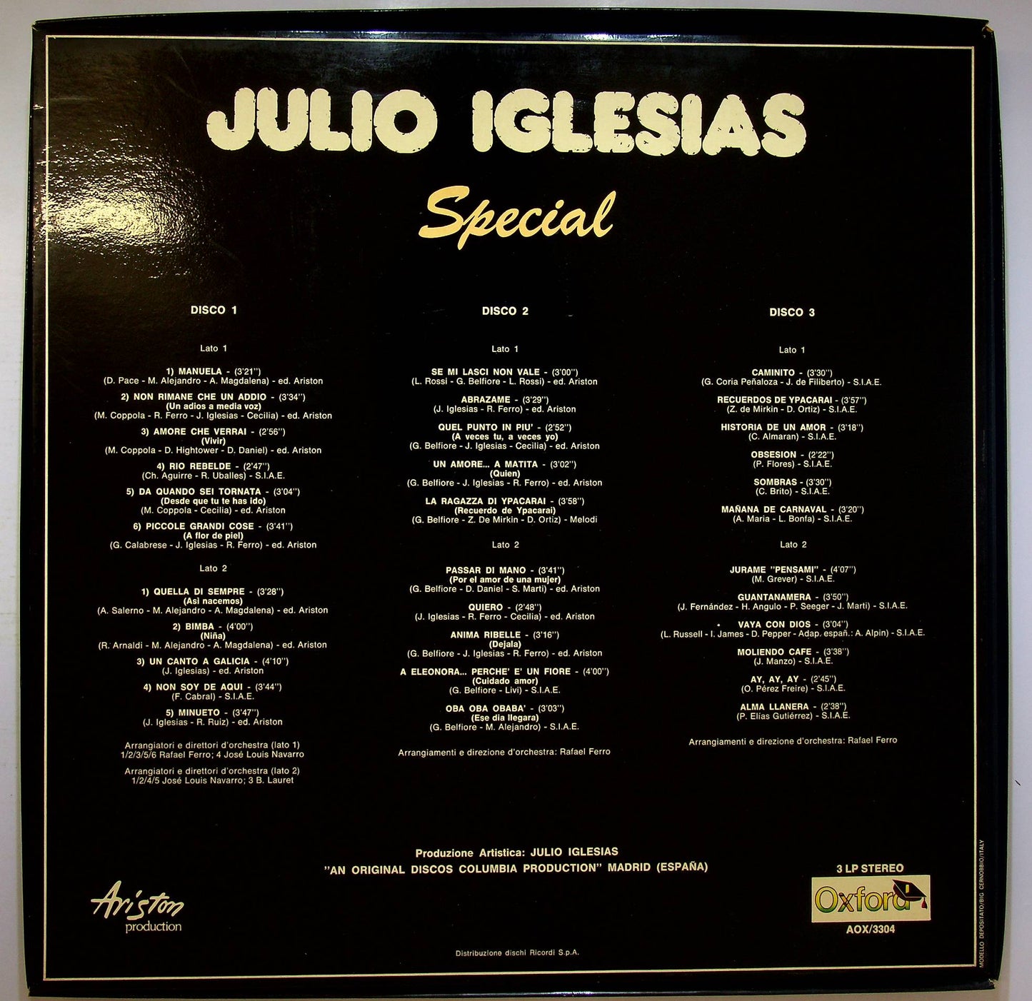 EBOND Julio Iglesias - Special Vinile V070001