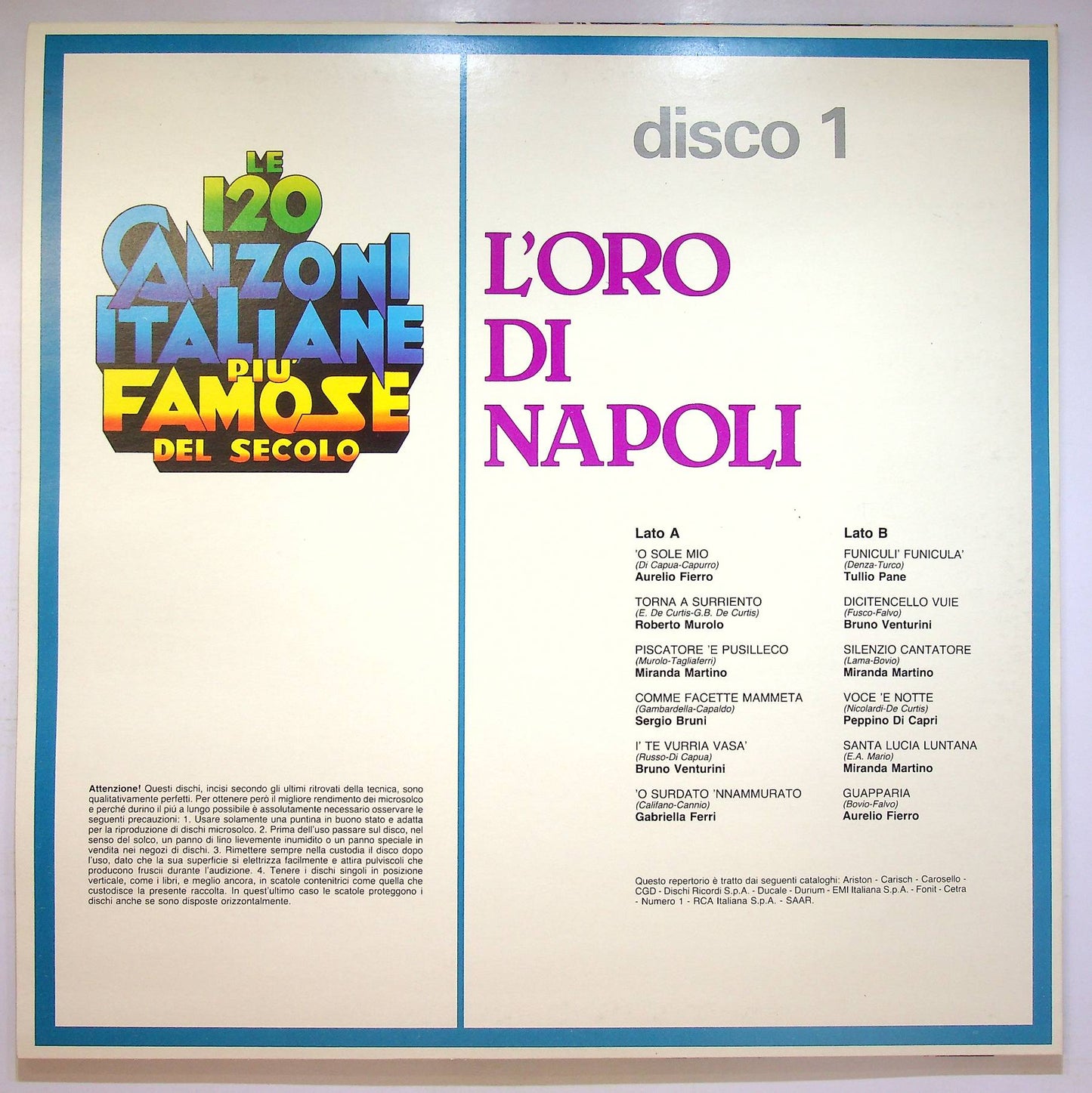 EBOND Le 120 Canzoni Italiane Piu Famose Del Secolo - Disco 1 Vinile V070006