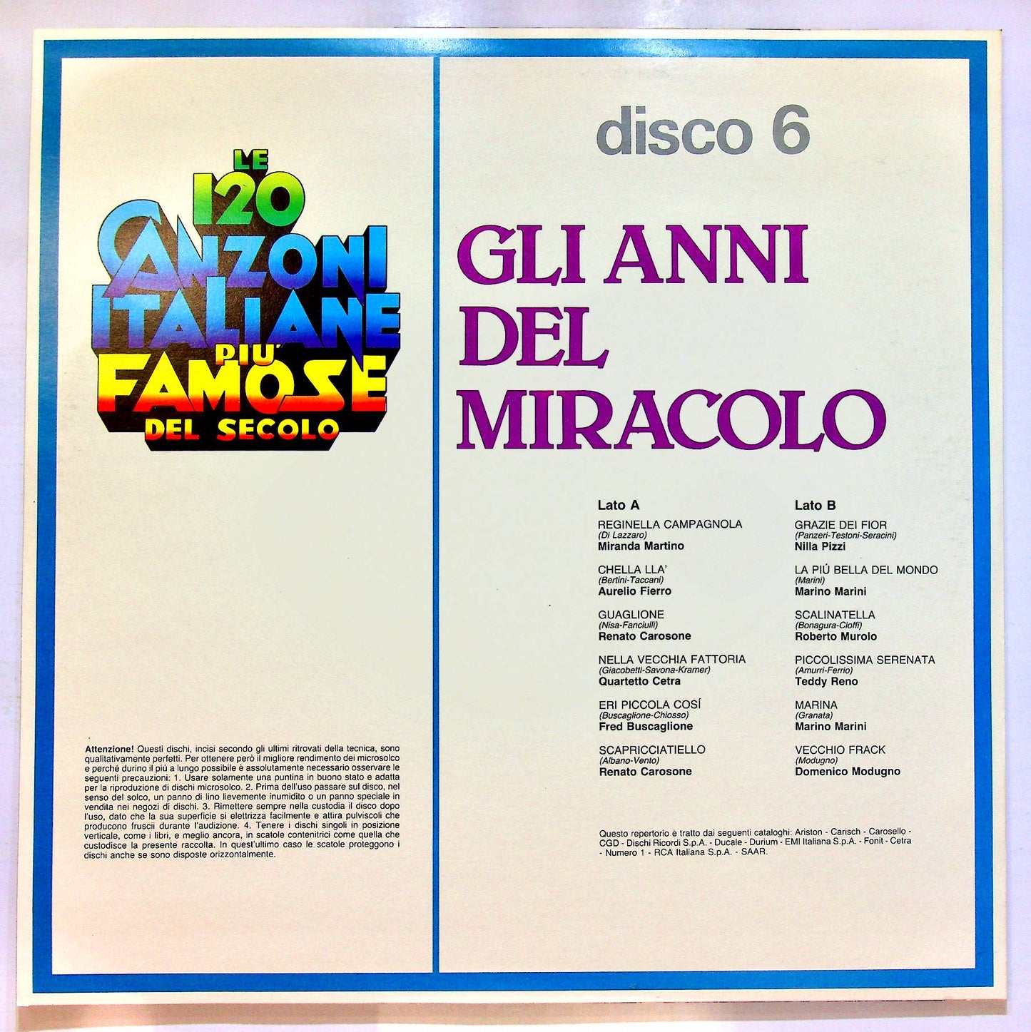 EBOND Le 120 Canzoni Italiane Piu Famose Del Secolo - Disco 6 Vinile V070011