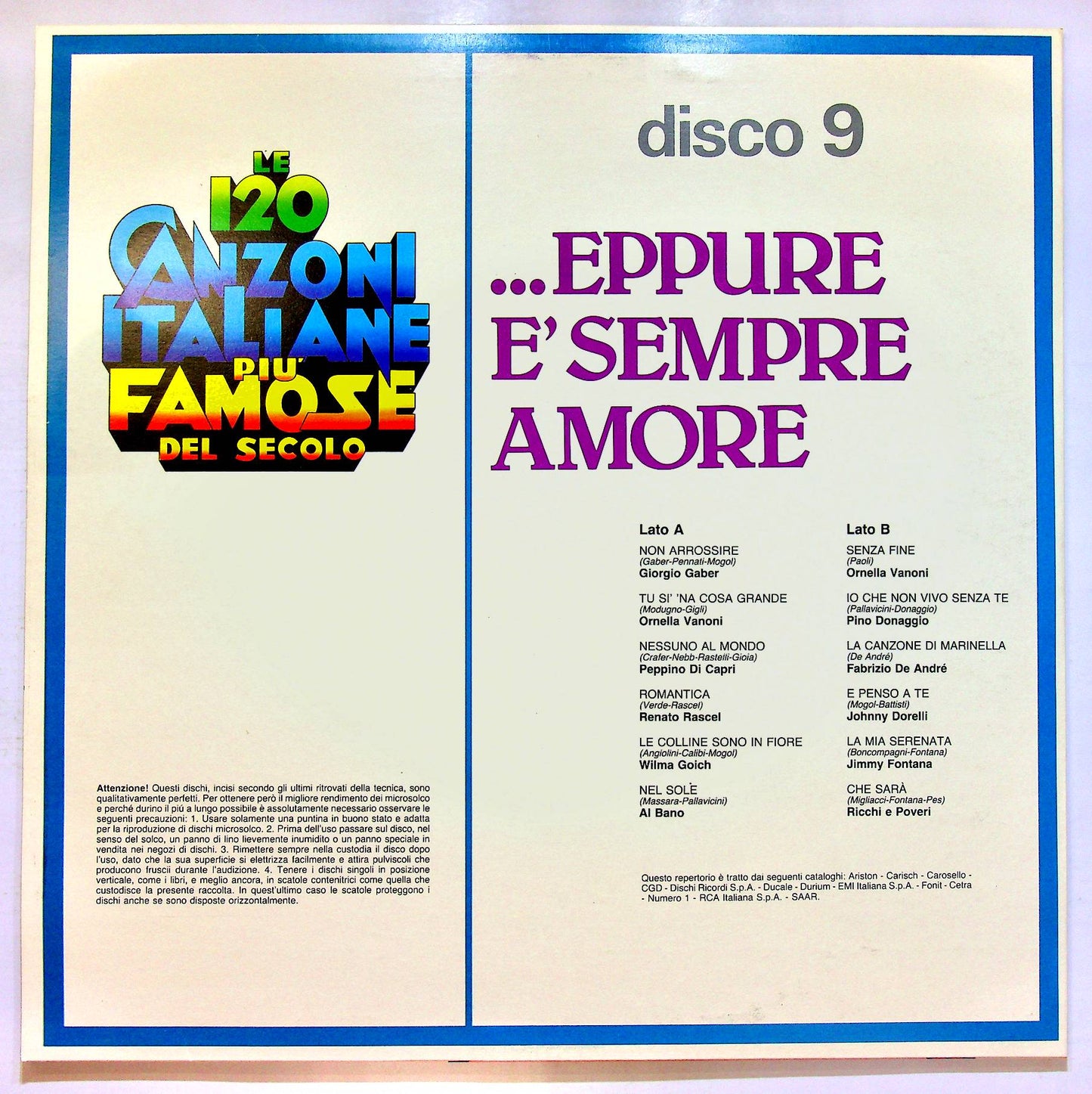 EBOND Le 120 Canzoni Italiane Piu Famose Del Secolo - Disco 9 Vinile V070014