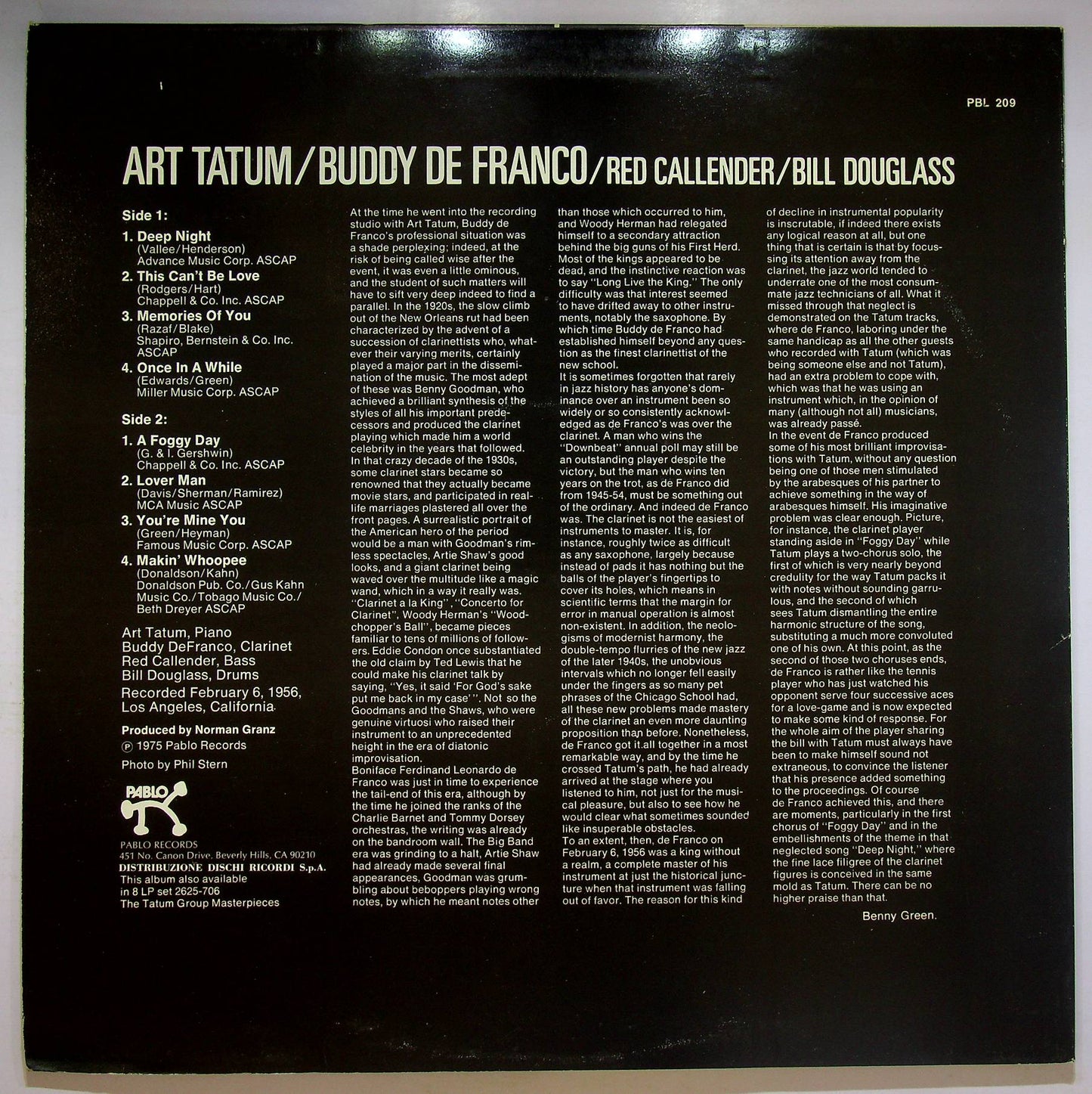 EBOND Art Tatum, Buddy De Franco - The Tatum Group Masterpieces Vinile V070016