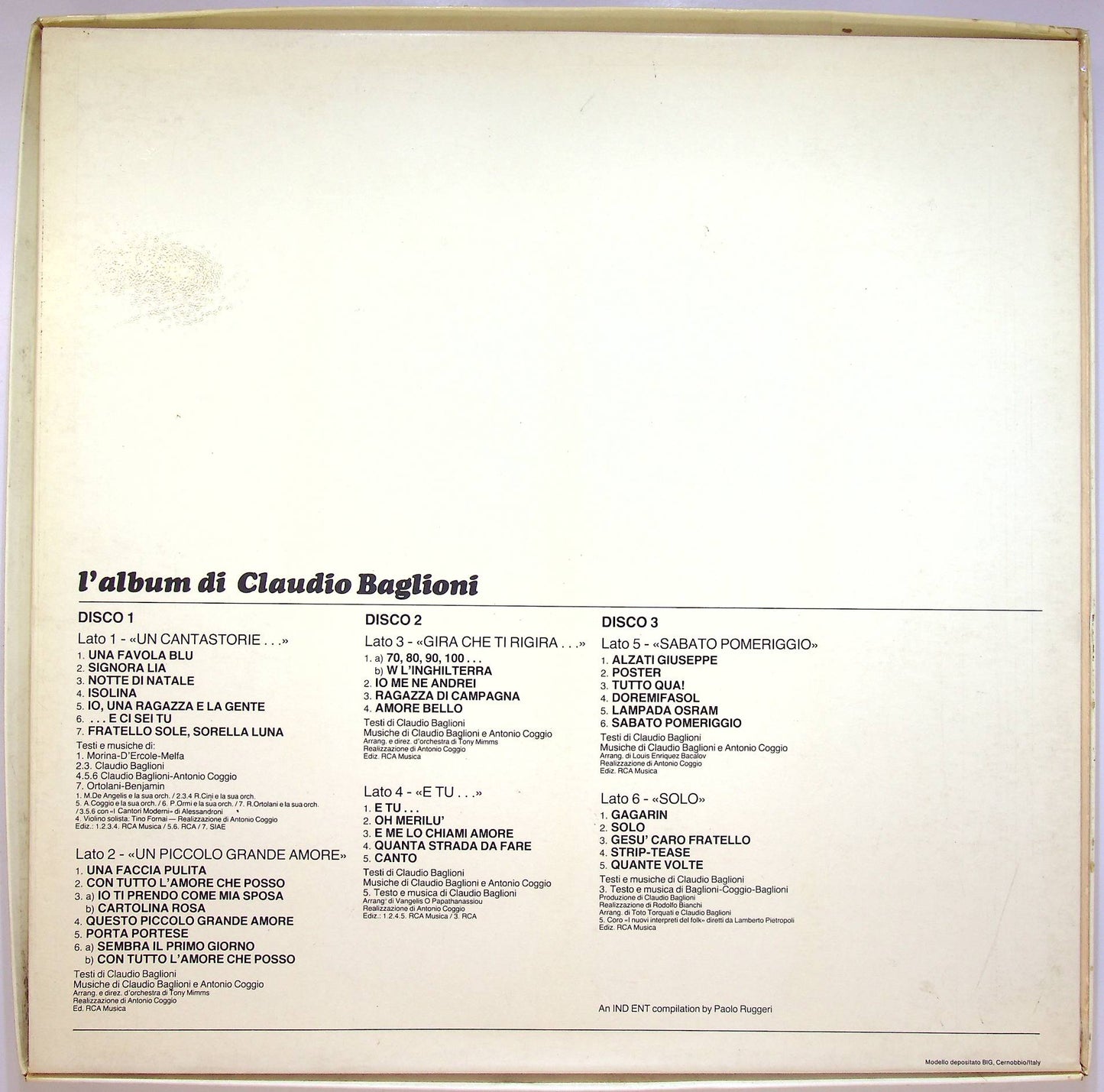 EBOND Claudio Baglioni - L'Album Di Claudio Baglioni Vinile V070075