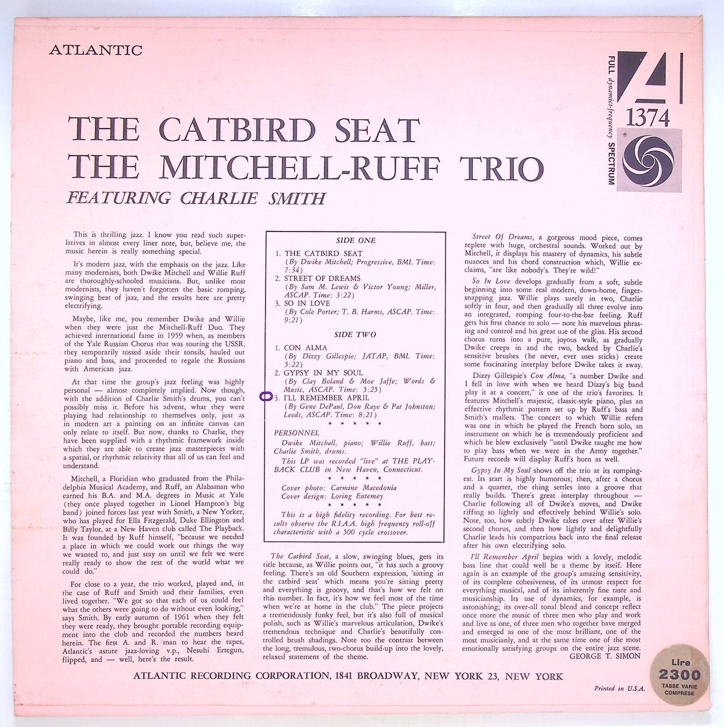 EBOND The Mitchell-Ruff Trio - The Catbird Seat Vinile V070076