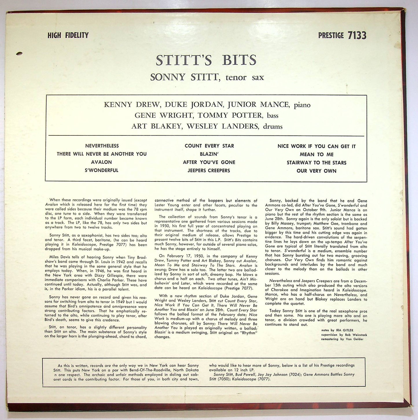 EBOND Sonny Stitt - Stitt's Bits (Prestige - PRLP 7133) Vinile V070090