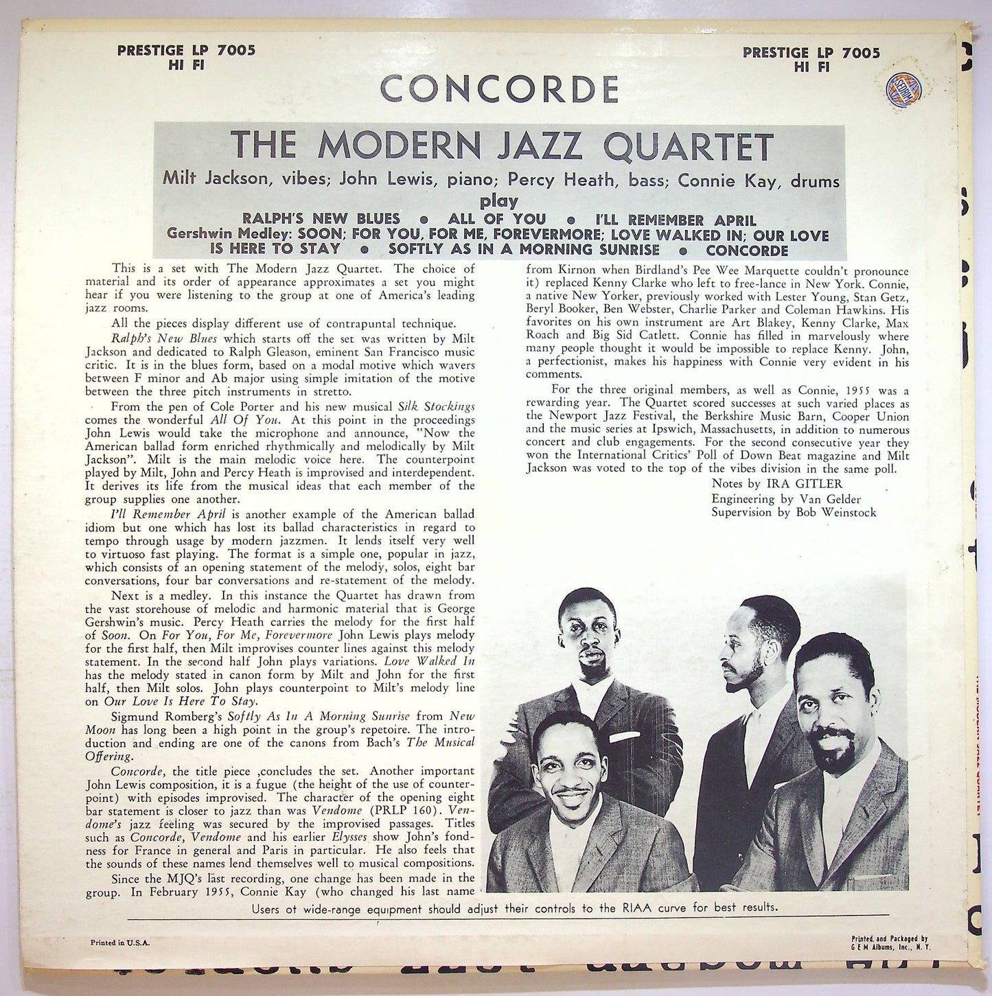 EBOND The Modern Jazz Quartet - Concorde Vinile V070097