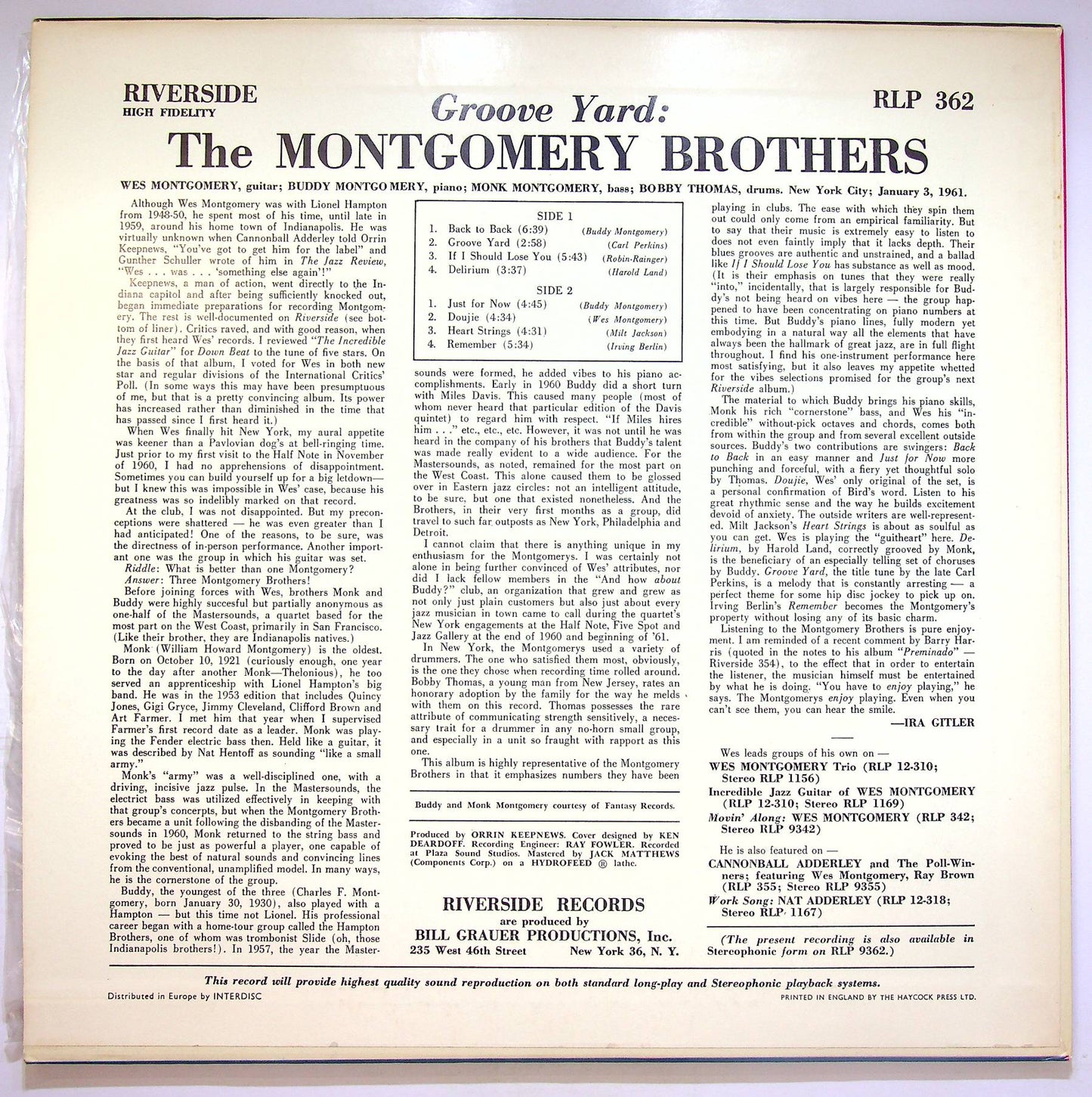 EBOND The Montgomery Brothers - Groove Yard Vinile V070098