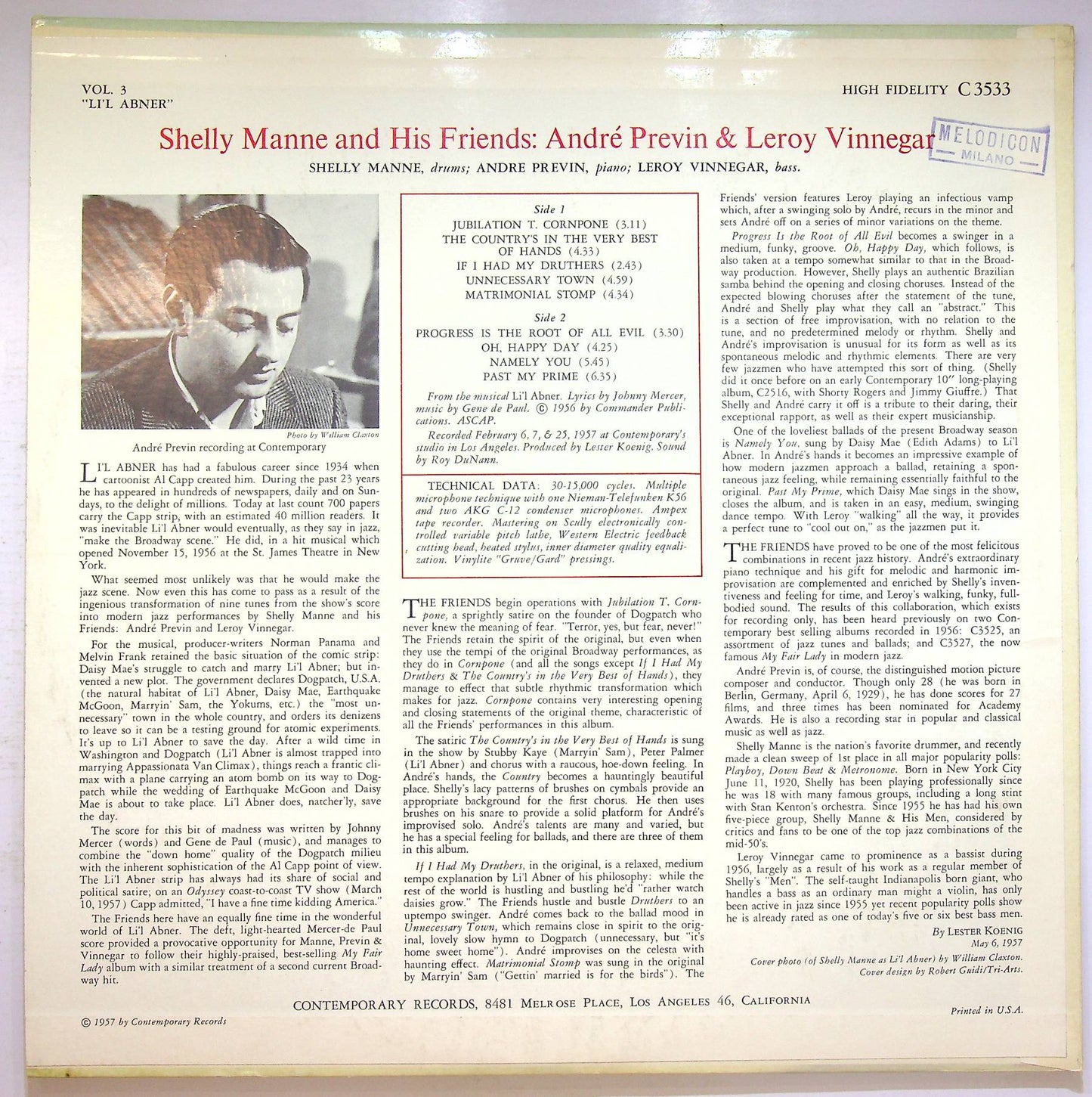 EBOND Shelly Manne & His Friends - Modern Jazz Performances Vinile V070103