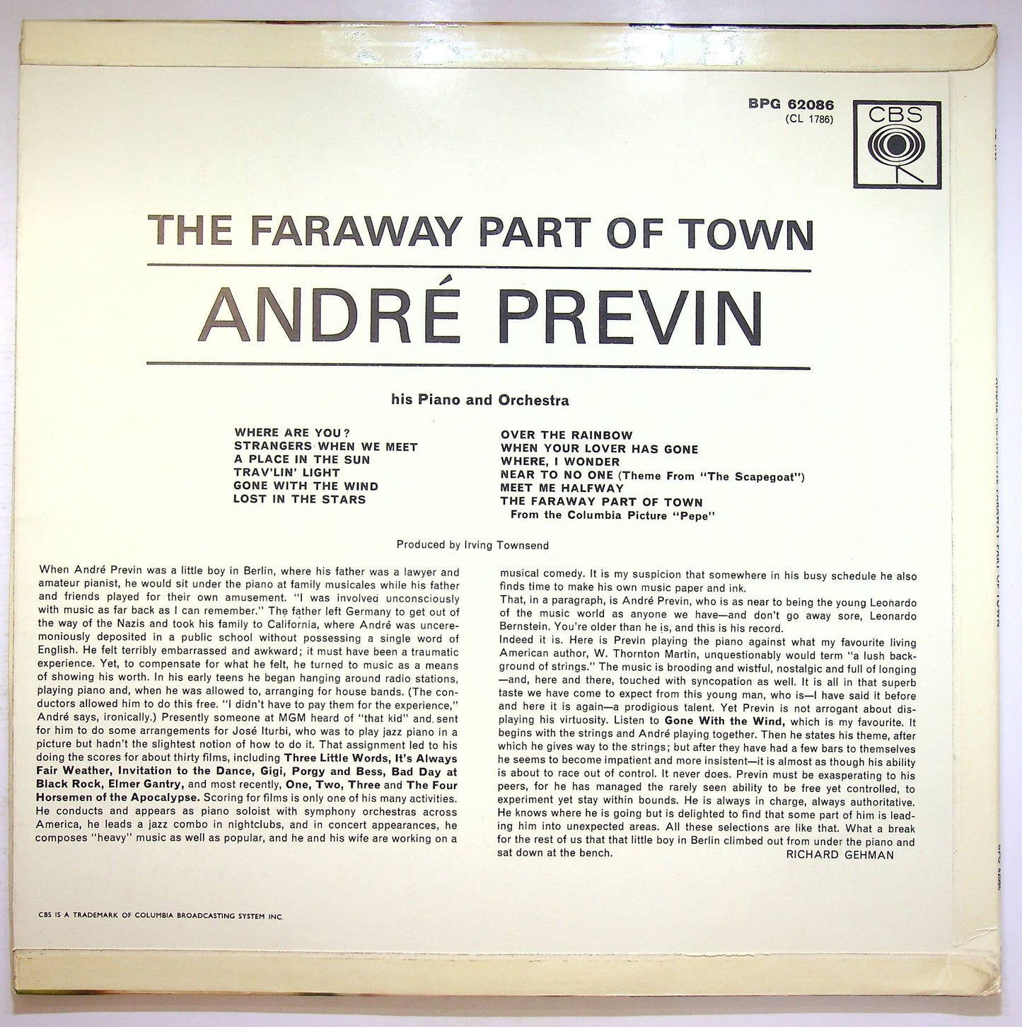 EBOND Andre Previn His Piano - The Faraway Part Of Town Vinile V070104