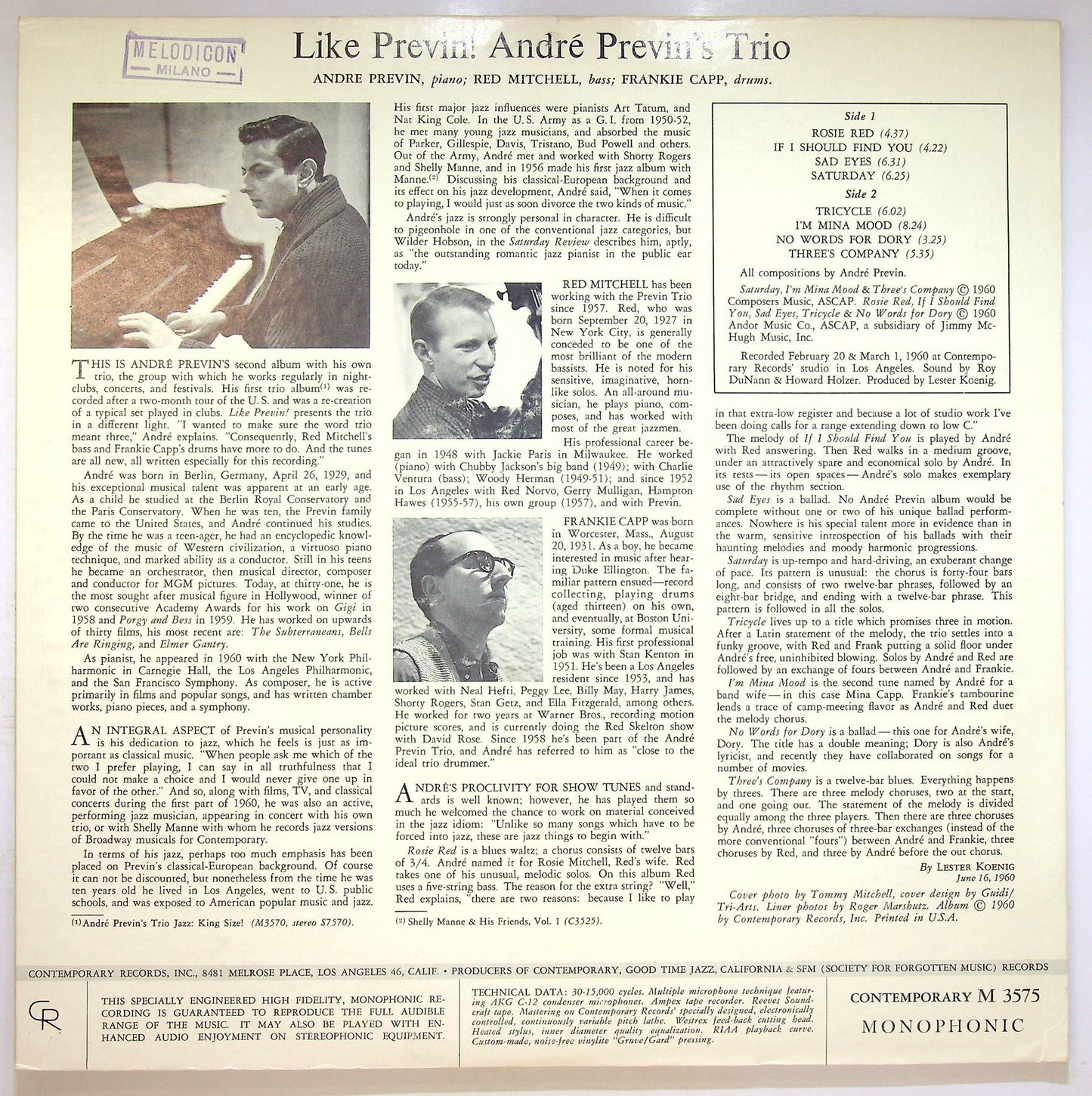 EBOND Andre Previn's Trio - Like Previn! Vinile V071003