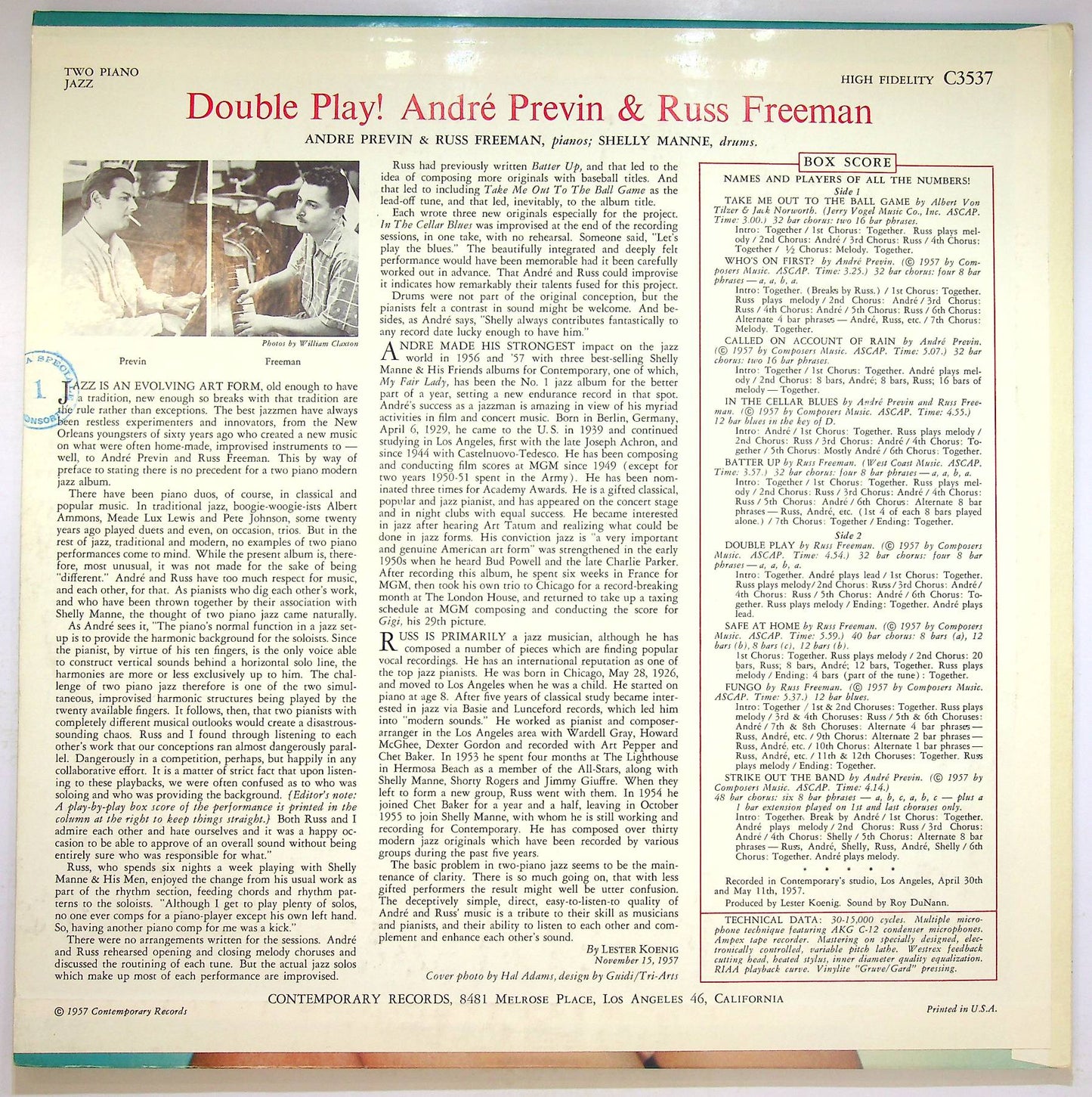EBOND Andre Previn & Russ Freeman - Double Play! Vinile V071004