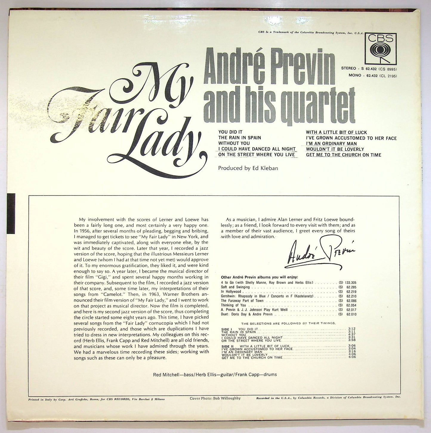 EBOND Andre Previn And His Quartet - My Fair Lady Vinile V071008