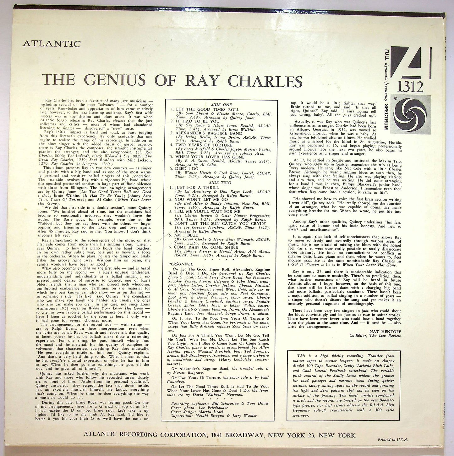 EBOND Ray Charles - The Genius Of Ray Charles Vinile V071015