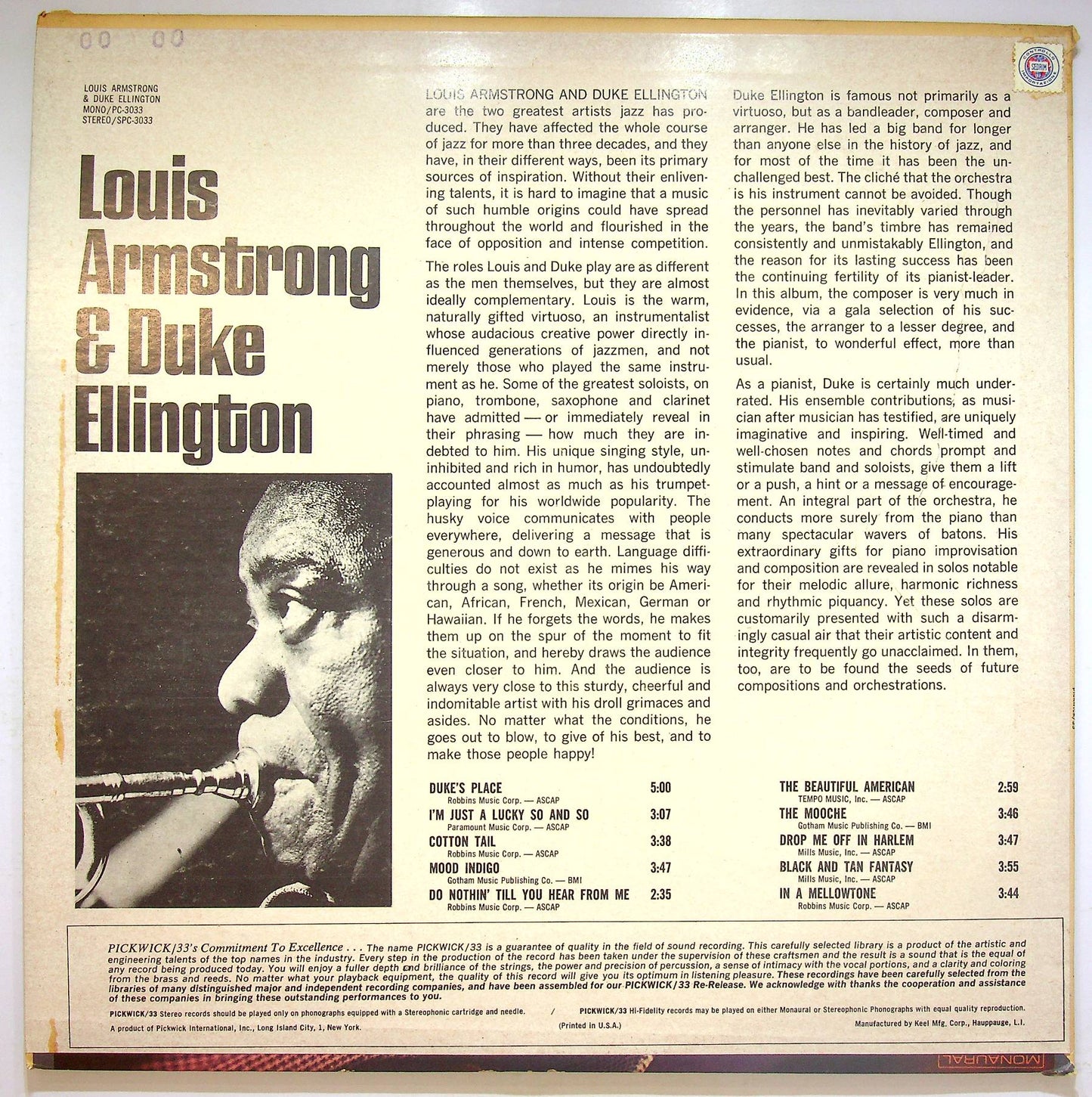 EBOND Louis Armstrong & Duke Ellington Vinile V071025