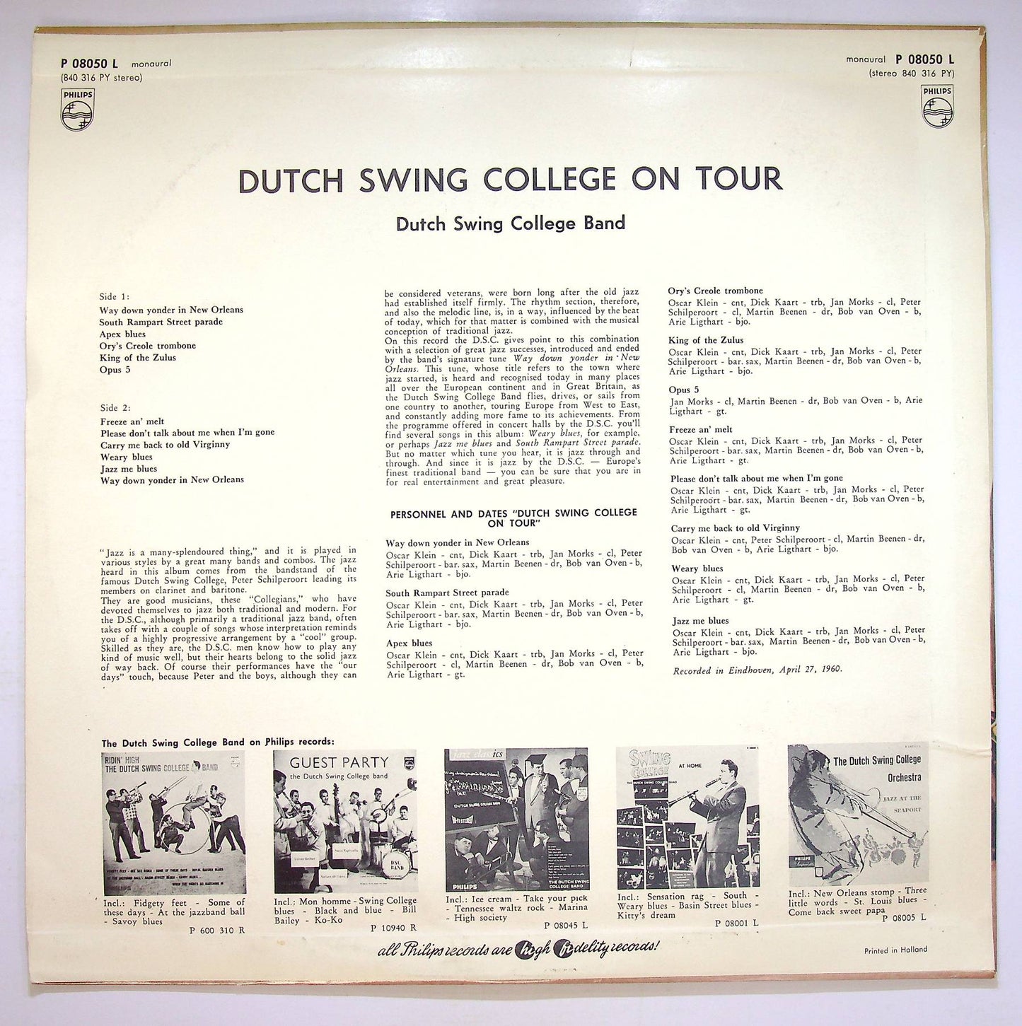 EBOND Dutch Swing College On Tour Vinile V071041