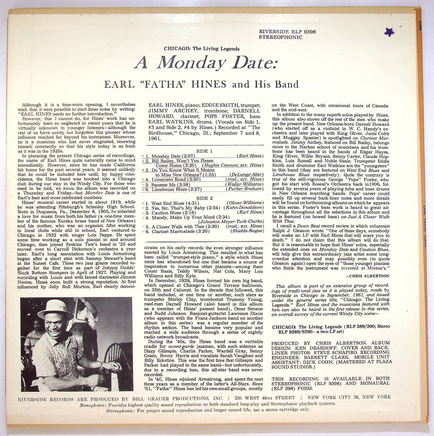 EBOND Earl 'Fatha' Hines And His Band* - A Monday Date Vinile V071049