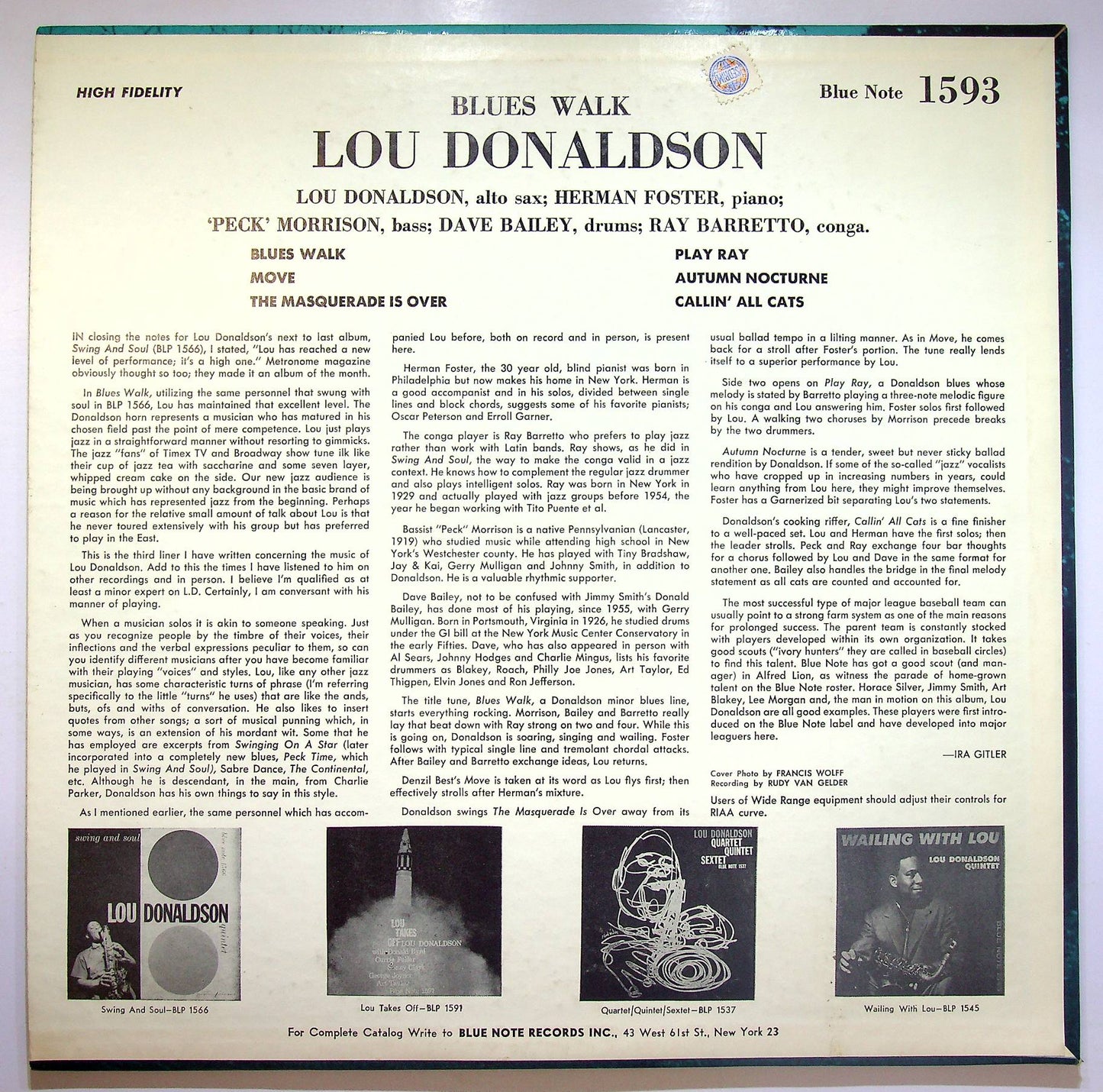 EBOND Lou Donaldson - Blues Walk (RVG & Plastylite P) Vinile V071065